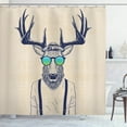thumbnail image 5 of Cortina de ducha (180cm*200cm astas de ciervo), animales divertidos y frescos, baño de tela con juego de decoración con gancho, 5 of 5