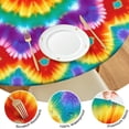 thumbnail image 4 of Colorful Rainbow Tie Dye Spiral Pattern Round Fitted Tablecloth with Elastic Edge,Dining Table Cover Waterproof,Outdoor Round Tablecloth for Camping,Dining,Indoor and Outdoor, 4 of 7