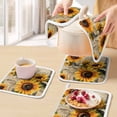 thumbnail image 5 of Yellow Sunflower Pot Holders for Kitchen Heatproof Potholder, 3 Pack Watercolor Retro Floral Plant Leaf Hot Pads Multipurpose Oven Pads Cloth Potholders Trivet for Cooking Baking, 5 of 8