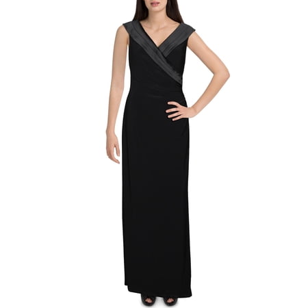 Lauren Ralph Lauren Womens Leonetta Ruched Long Evening Dress Black 6