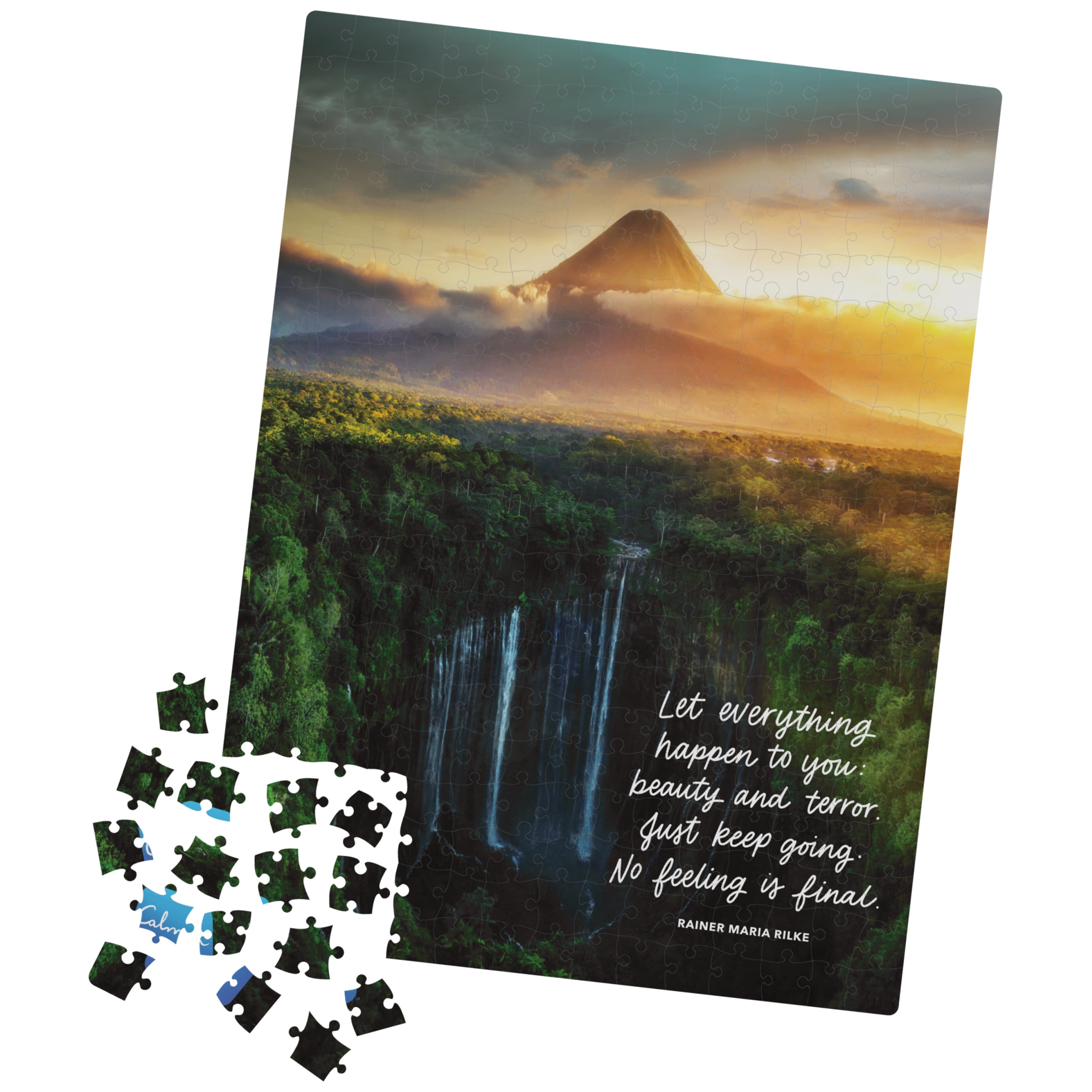 300-Piece Calm Jigsaw Puzzle for Stress Relief, Waterfall Mountain