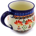 thumbnail image 2 of Polish Pottery Small Bubble Mug (Blooming Red Theme) Hand Painted in Boleslawiec, Poland + Certificate of Authenticity, 2 of 6
