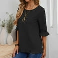 thumbnail image 4 of gakvbuo Plus Size Summer Tops For Women Tops Dressy Casual Tunic Tops To Wear With Leggings Women's Solid Color Short Sleeves Blouse Round Neck Ruffles Casual Tops, 4 of 9