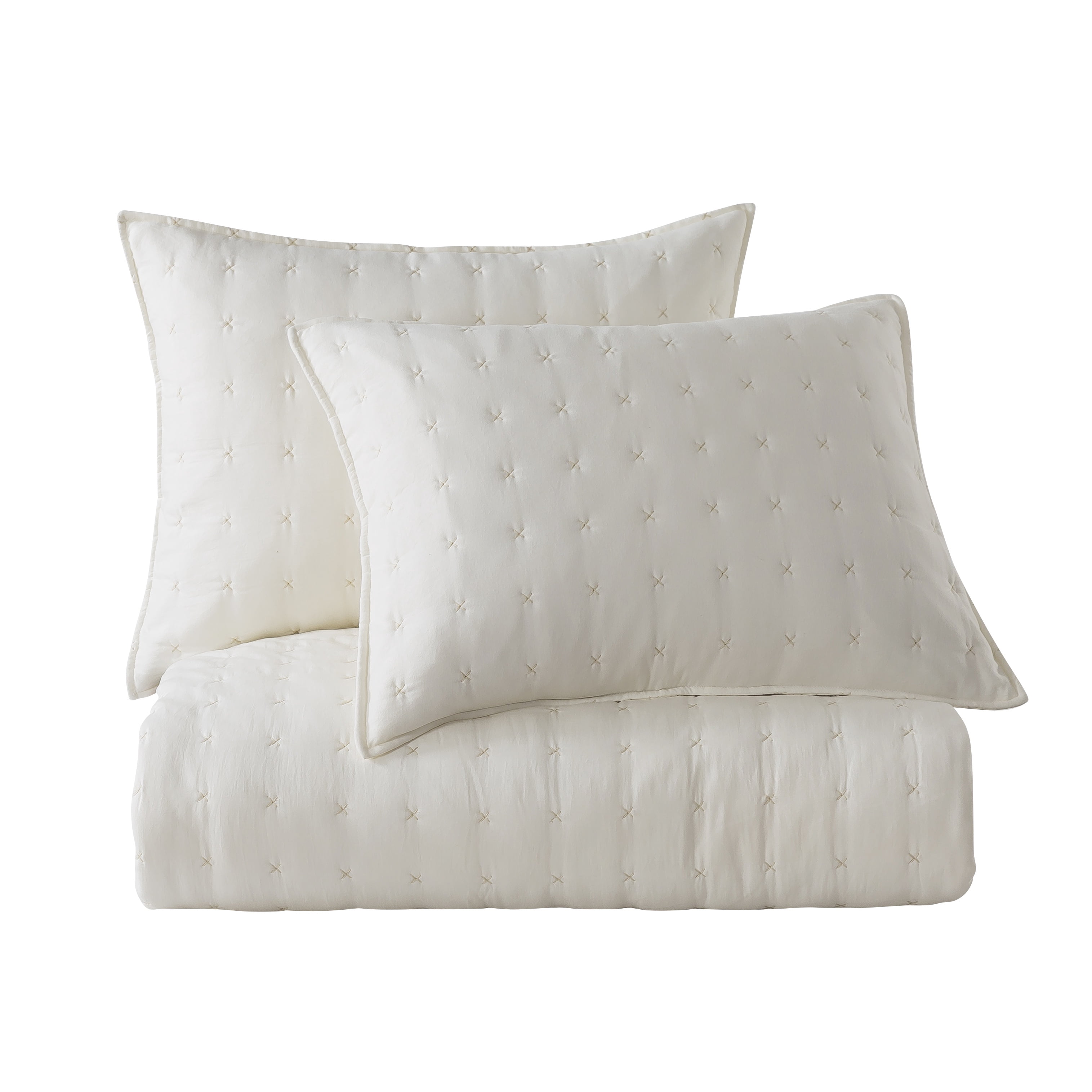 JANEEN HOME SUPER SOFT GRID CROSS STITCH KING 3PC QUILT SET