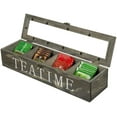 thumbnail image 4 of MyGift 4-Compartment Vintage Gray Wood Tea Bag Storage Organizer with Clear Lid, 4 of 7