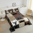 thumbnail image 4 of Erosebridal Retro Rustic Lodge Quilt, Deer Elk Comforter Set King Size For Teens Adult Women Bedroom, Vintage Farmhouse Tree Bedding Set Arrows Buffalo Plaid Down Comforter, Black Brown Red, 4 of 5