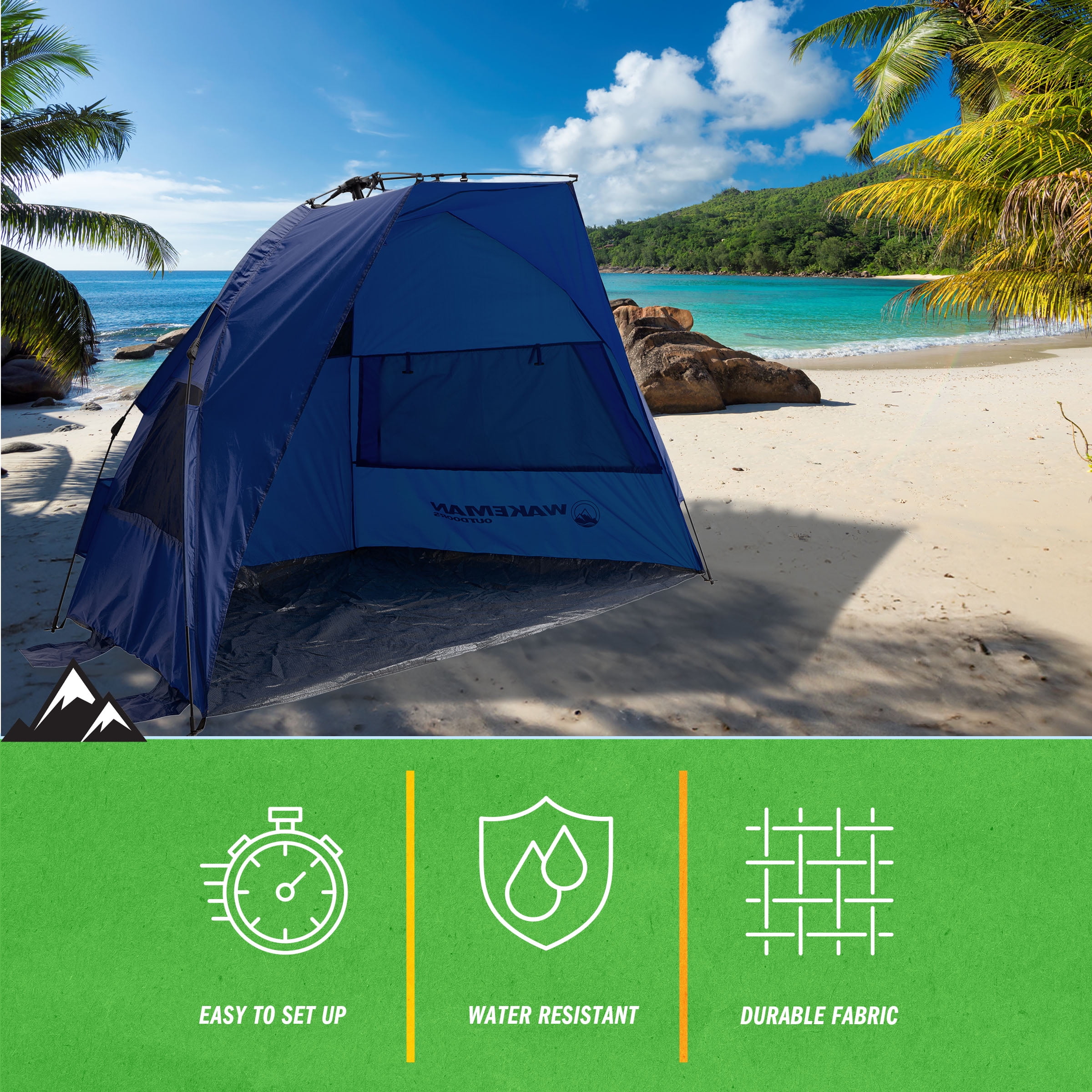Wakeman Pop Up Beach Tent Sun Shelter - UPF50+ UV Protection Canopy, Navy
