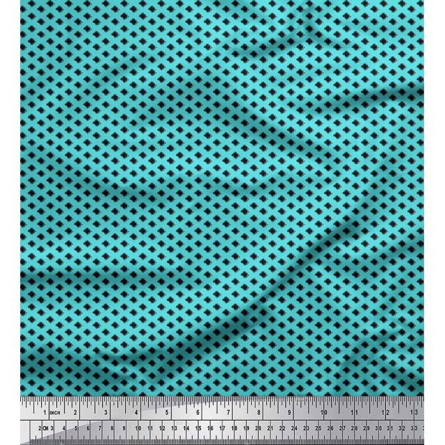 Soimoi Polyester Crepe Fabric Ikat Geometric Fabric Prints by Yard 42 Inch Wide