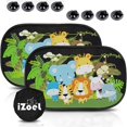 thumbnail image 2 of Parasol para coche para bebés y niños, 2 unidades, adhesivo estático para ventana lateral de coche, 80 g/m², diseño de animales, universal, con 8 ventosas, 2 of 5