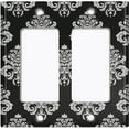 thumbnail image 2 of Metal Light Switch Plate Outlet Cover (Damask Black - Double Rocker), 2 of 2