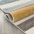 thumbnail image 4 of Well Woven Sammi Blue Gold Modern Geometric Striped Beveled Area Rug 5x7 (5'3" x 7'3"), 4 of 8