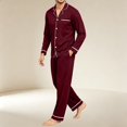 thumbnail image 4 of Iaqnaocc Pajama Set for Men Cozy Soft Casual Long Sleeve Top and Pants Two Piece Set Lightweight Sleepwear Wine XL, 4 of 6