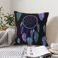thumbnail image 6 of Fotbe Dreamcatcher With Colorful Feathers Pattern Velvet Decorative Throw Pillow Covers with Elegant Piping, Soft Plush Cushion Cover for Sofa, Bed, Car, Office-18"x18", 6 of 8