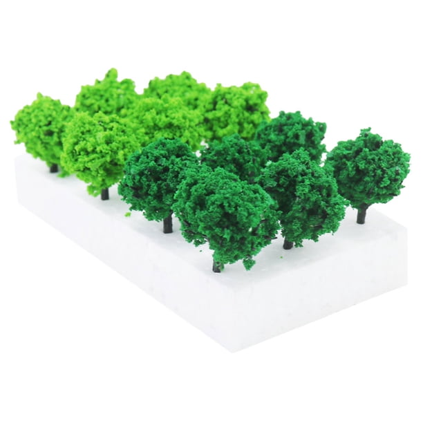 1 caja de arbustos estáticos, decoración de plantas verdes artificiales en miniatura, ferrocarril