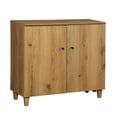 thumbnail image 4 of WAMPAT Sideboards Buffet Cabinet, 35.4" Wide Wooden Credenza Storage Cabinet with 2 Doors, Modern Kitchen Accent Cabinet with 3 Compartments for Living Room, Hallway, Oak Brown, 4 of 7
