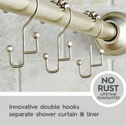 Better Homes & Gardens Satin Nickel Easy Glide Double Shower Hooks, Rustproof, 12 Count