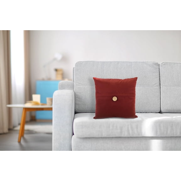 Embossed Suede 20x20 Red Throw Pillow with Button
