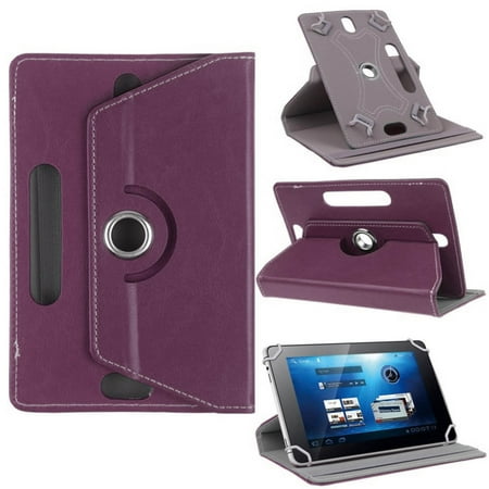 CoverON Universal 7.9 - 9 inch Screen Size Tablet Case, Multi-Angle Stand Folio Adjustable Protective Cover Compatiable for iPad mini Samsung Galaxy Tab Acer Lenovo - PU Leather Holder Band (Purplel)