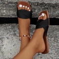 thumbnail image 5 of GERsome Womens Square Open Toe Sandals Summer Comfort Slip On Beach Flat Slide Sandals, Black Size 7, 5 of 9