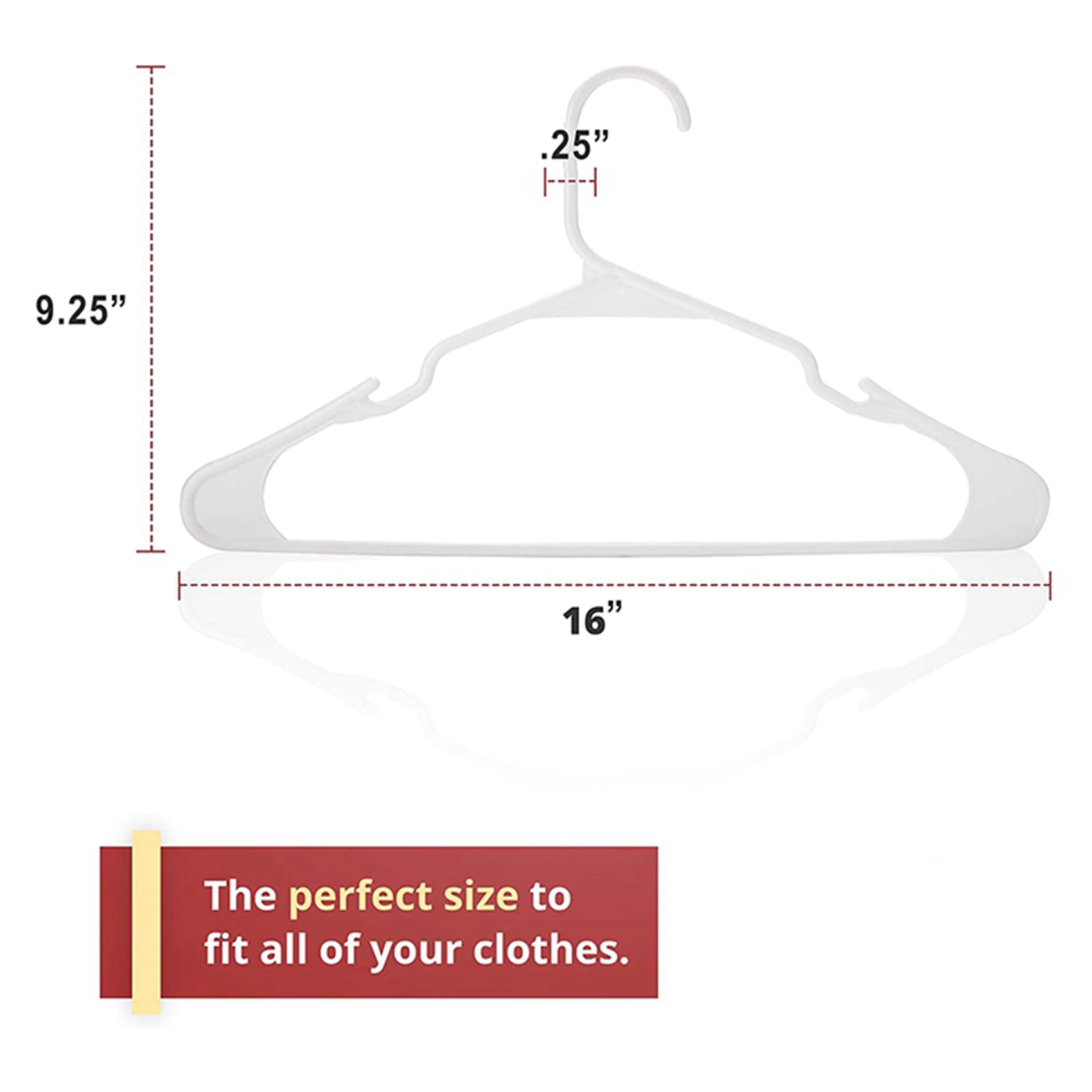 White Plastic Hangers, Plastic Clothes Hangers Perfect for Everyday Standard Use, Clothing Hangers (White, 40 Pack)