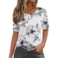 thumbnail image 1 of WZXFASHION Hauts d'Été pour Femmes 2025 Col Rond Manches Courtes T-Shirts Blouses Décontractées Mignons Imprimés Tees Tenues Amples Tendance Soldes Aujourd'hui Offres Prime T-shirt Manches Courtes pour Femmes, 1 of 6