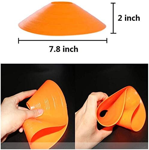 Biggz Pro Disc Cones (50 PCS) Disc Cone Agility Training Sports Cone Plastic with Carry Bag & Holder for Training, Football, Soccer, Kids, Sports, Field Cone Markers (Yellow)