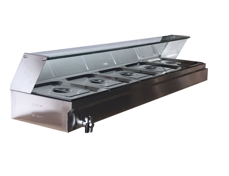 220V 5-Pan Steamer Bain-Marie Buffet Countertop Food Warmer Steam Table 1500W 