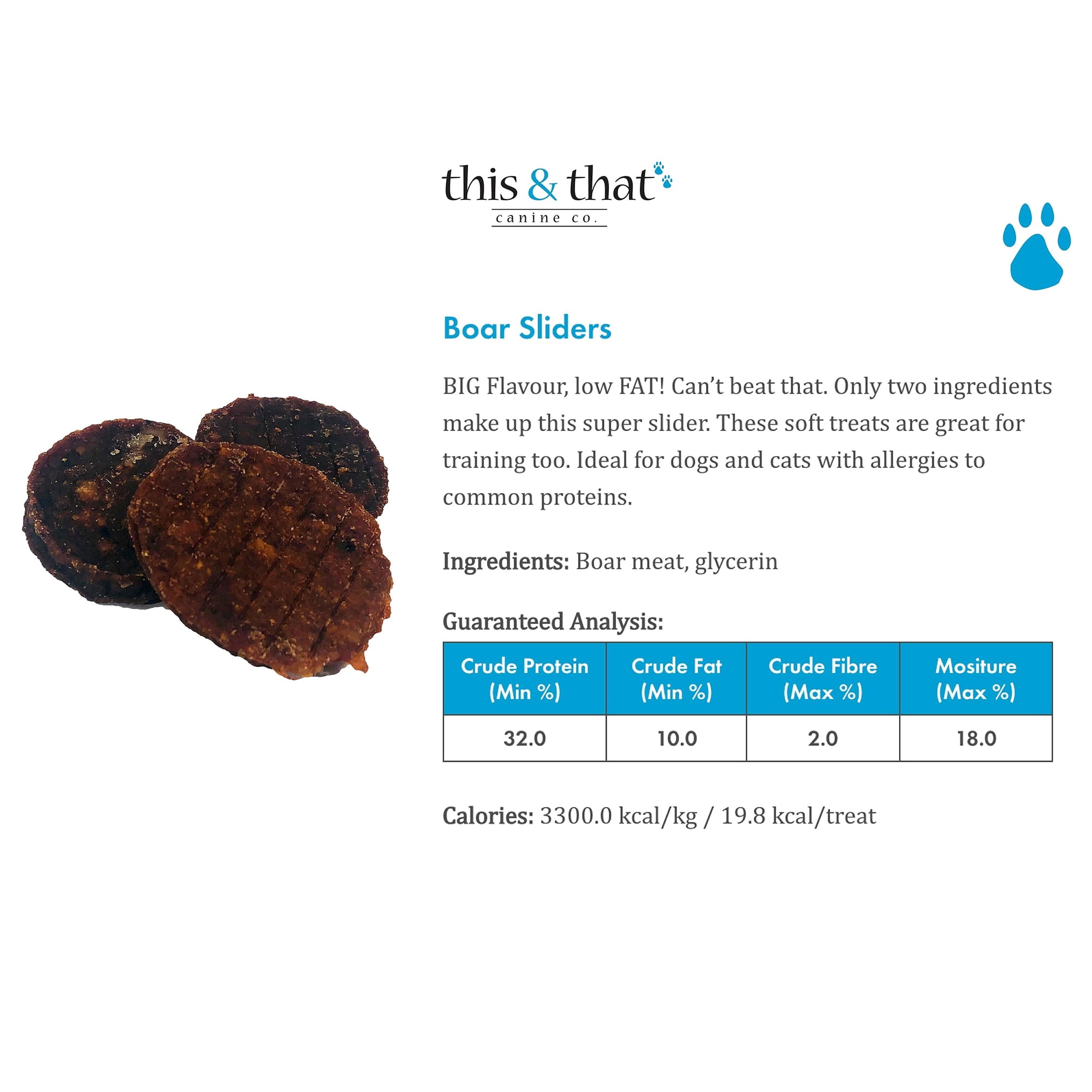 Snack Station: Gourmet Boar Sliders - 5 oz - Dehydrated Treats For Dogs & Cats, 2 Ingredients, Rewards & Training For Pets, This & That Canine Co