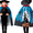 Blue2, variant on Toddler Kids Boys Girls Halloween Cape with Witch Hat and Skull Print for Festive Holiday Party Dress Up Outerwear Poncho One Size