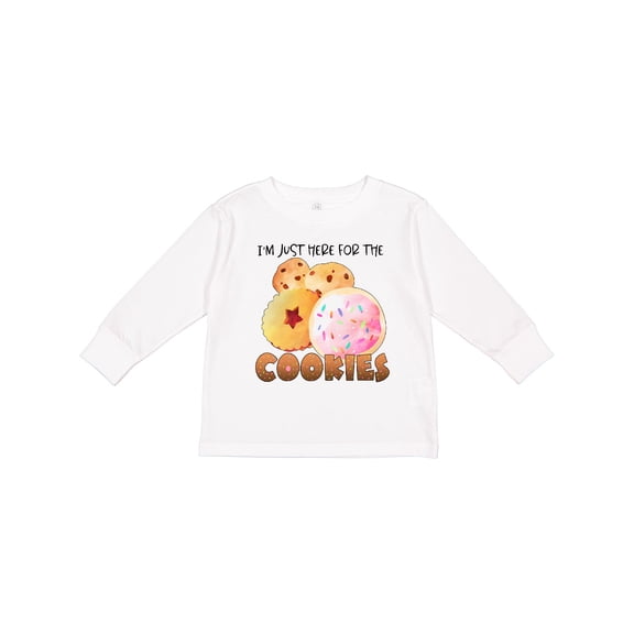 Inktastic I'm Just Here for the Cookies Boys or Girls Long Sleeve Toddler T-Shirt