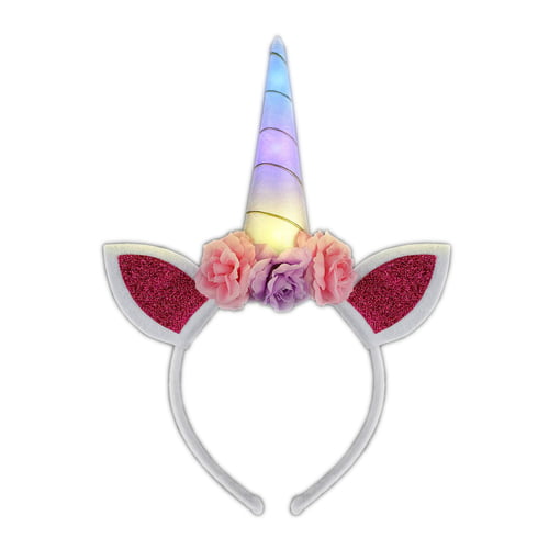 Light Up Color Change Unicorn Horn Flower Headband - Walmart.com