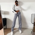 thumbnail image 6 of Women's Lightweight Cargo Pants High Waisted Straight Leg Outdoor Utility Trousers Light Gray XS, 6 of 6
