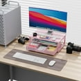 thumbnail image 2 of ZEN Computer Monitor Stand Riser, office organizer with Drawer, Office Organizers Storage for Classroom Office Supplies (Pink), 2 of 13