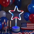 thumbnail image 4 of 4th of July Red White Blue Star Neon Light, Soft Glow LED Base USB & Battery Operated, Portable Patriotic Light for Independence Day Memorial Day Party Table Wall Scene Decor, 4 of 7