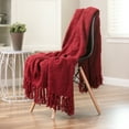 thumbnail image 3 of Chanasya Fuzzy Textured Shiny Thread Soft Fluffy Throw Blanket Warm Cozy Plush Luxurious Blanket for Sofa Chair Couch Bed Living Room with Fringed Tassels Red Throw Blanket (50x65 Inches) Red, 3 of 3