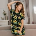 thumbnail image 3 of Pofeuu Sunflower Skull Boho Print Women's Loose Fit Short Sleeve Nightgown, Comfortable Sleep Dress for Women, Casual Lounge Sleepwear, Soft Cotton Sleep Dress, 3 of 6