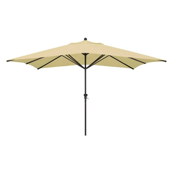 California Umbrella 11' x 8' Rectangle Aluminum Market Umbrella, Crank Lift, Bronze Pole, Sunbrella Antique Beige