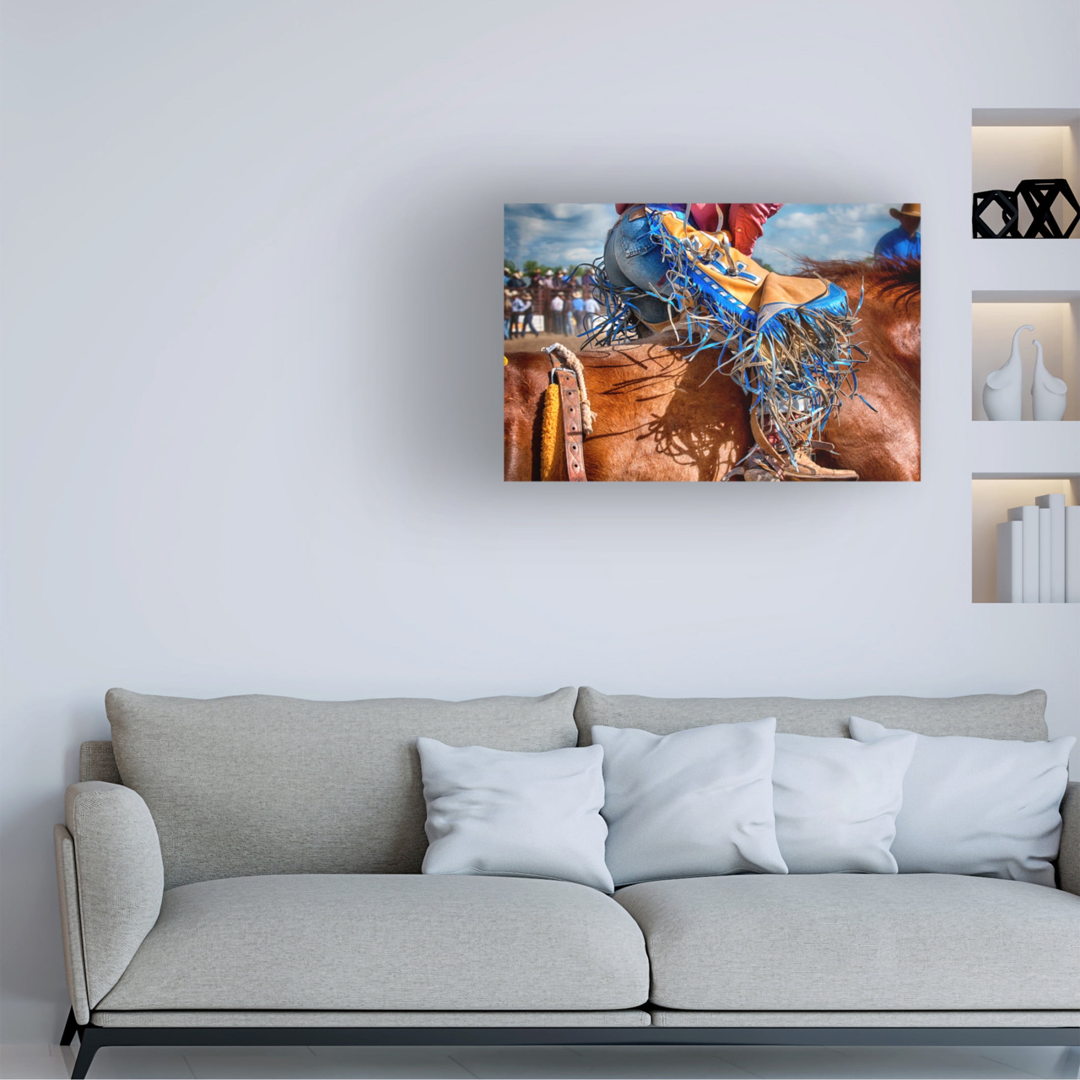 Canvas Wall Art - Lisa Dearing 'The Bronc Rider' Wall Art for Living Room, Bedroom, or Office Décor by Trademark Fine Art - 47 x 30 Inches