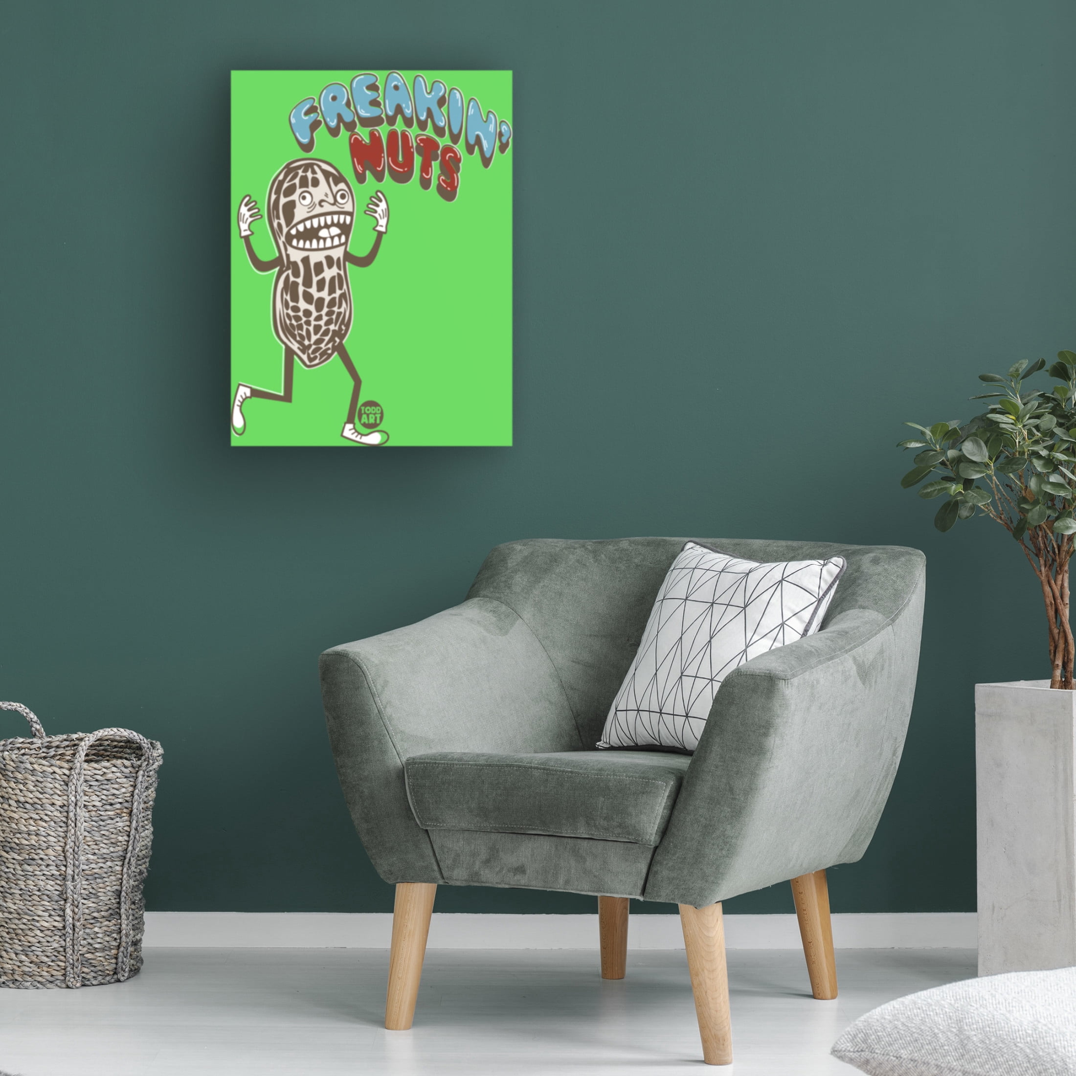 Canvas Wall Art - toddart 'Freakin Nuts Nut' Wall Art for Living Room, Bedroom, or Office Décor by Trademark Fine Art - 35 x 47 Inches