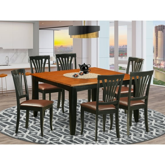 Elegant Dining Room Set - 54 Inch Table & 8 Chairs - Saddle Brown - Modern Kitchen Furniture