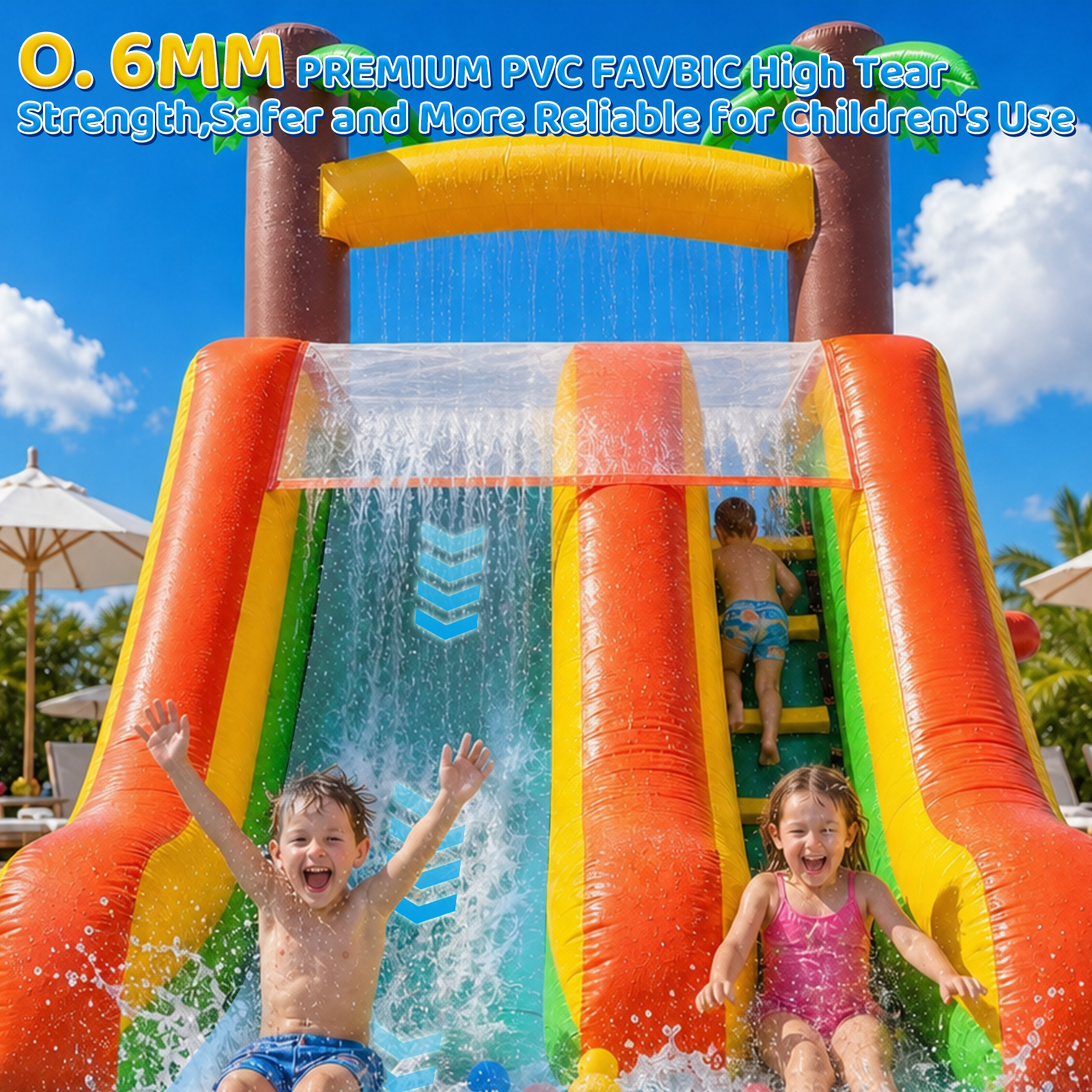 Vakiorn Adult Water Slide 26.2 ft Large Inflatable PVC with 950W Blower Commercial Grade Wet Dry Use Green