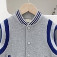 thumbnail image 5 of Karoyedx Toddler Boys Baseball Jacket Kids Varsity Jackets Boys Girls Button Baseball Jacket with Pockets Contrast Trim Casual School Outerwear Grey Size,18-24 Months, 5 of 5