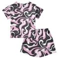 thumbnail image 2 of Psychedelic Oil Paint Pattern Summer Pajama Set Soft Cotton Short Sleeve Sleepwear 2PCS Pajama Sets Breathable Lounge Set Size 5Y, 2 of 7