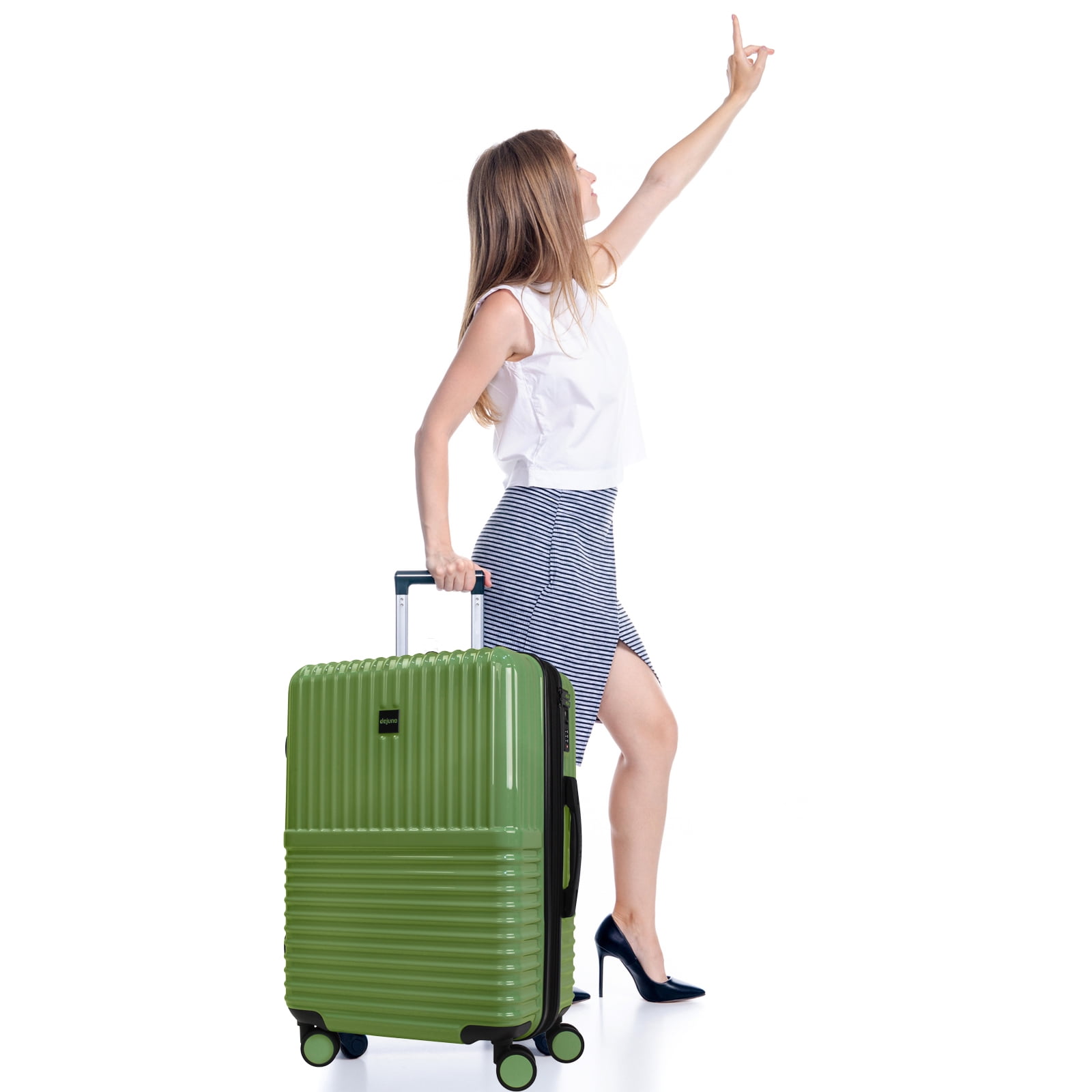 CalBags Dejuno Tonal 24-Inch Polycarbonate Lightweight Hardside Expandable Spinner Luggage with TSA Lock - Matcha