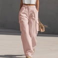 thumbnail image 2 of TEAJOPSUU Cargo Pants for Women Baggy Wide Leg High Waisted Button Fly Side Pockets Cargo Pants Trousers with Pockets Casual Streetwear Pink, 2 of 7