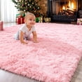 thumbnail image 3 of Sanmadrola Area Rugs for Bedroom, Fluffy Navy Blue Shaggy Soft Area Rug, Non-Slip Indoor Floor Carpet for Living Room, Kids Baby Boys Teen Dorm Home Decor Aesthetic, Nursery, 5.2x6.6 Feet Pink, 3 of 9