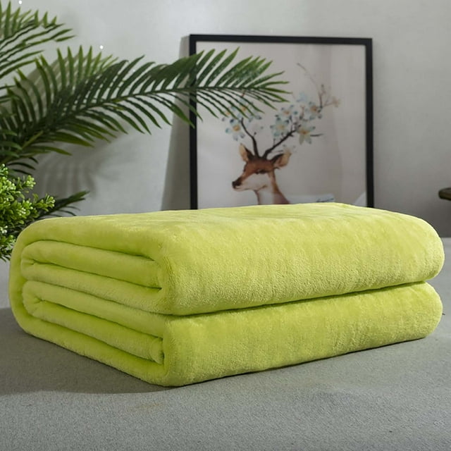 Solid Color Flannel Blanket Summer Conditioning Blanket Office Nap Blanket -layer Double-sided Flannel Blanket All Season Thin Blanket