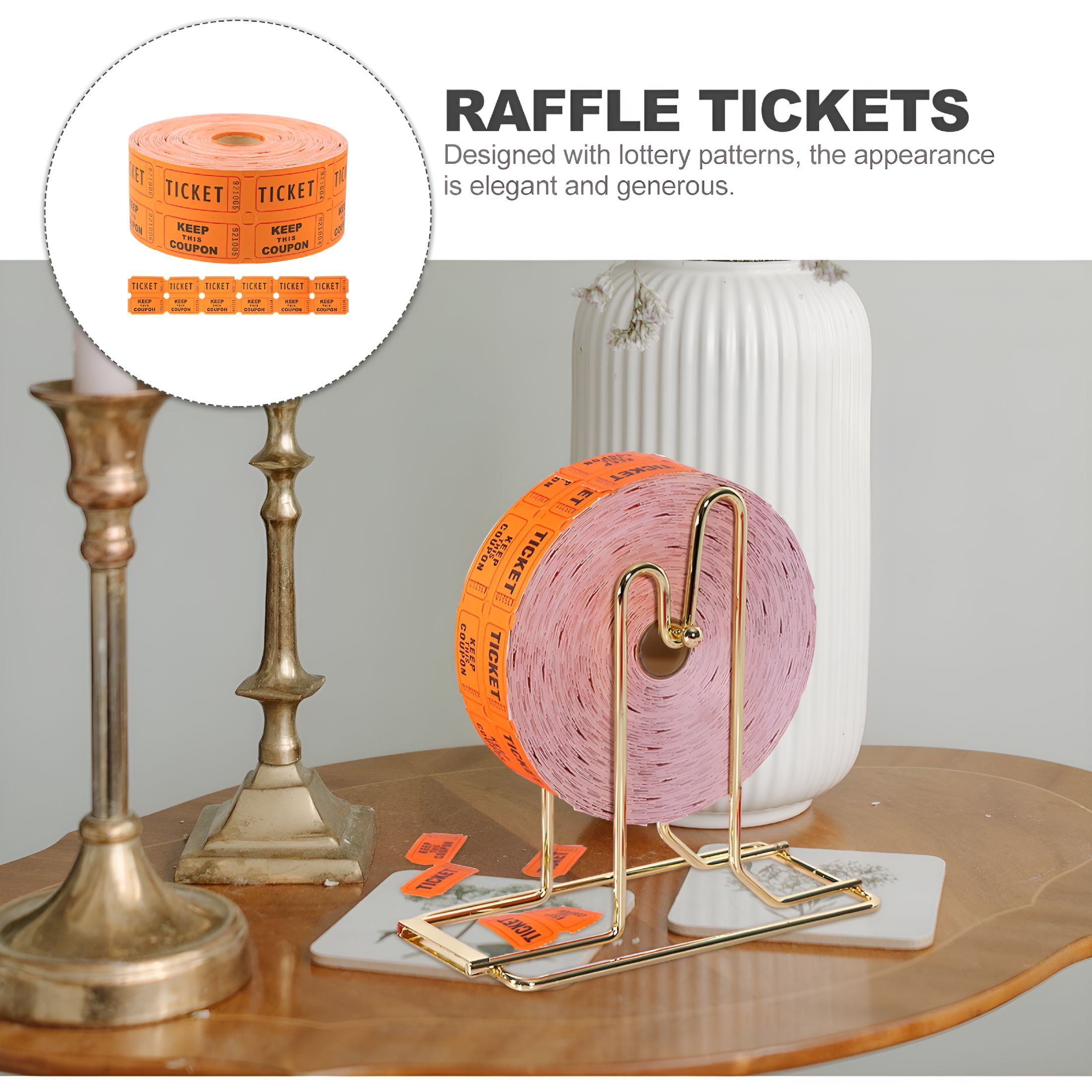 CCOCC 2026 New 1 Roll of Raffle Tickets Universal Tickets Roll Tickets Label Roll for Raffle, Lottery, Events, Parties, Fundraising, School, Church, Community