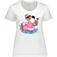 thumbnail image 3 of Inktastic Flamingo with Sunglasses Pool Float and Drink Women's Plus Size T-Shirt, 3 of 5