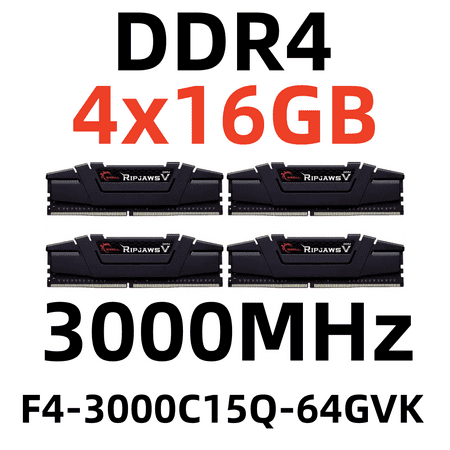 G.SKILL RAM Ripjaws V DDR4 64 GB,F4-3000C15Q-64GVK,Desktop Memory DIMM FOR PC